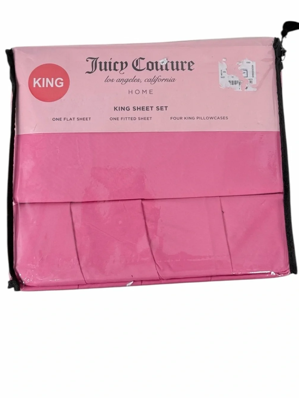 Juicy Couture Home King Sheet Set Bright Pink 6 Piece Bedding Set Flat Fitted